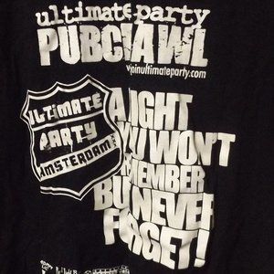 LARGE, BLACK SHORT SLEEVE T-SHIRT, PUBCRAWL, AMSTERDAM, 100 COTTON